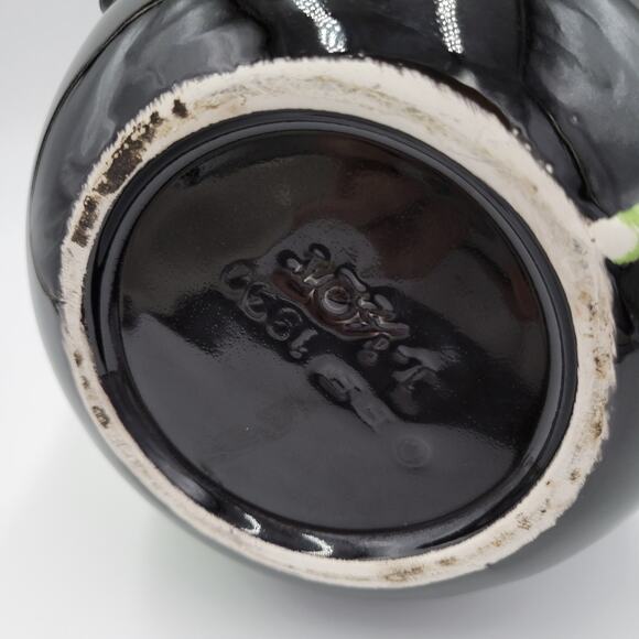 Vintage Fitz & Floyd Pitcher Black White Rose Floral Pattern Ceramic Handpainted - Picture 4 of 9